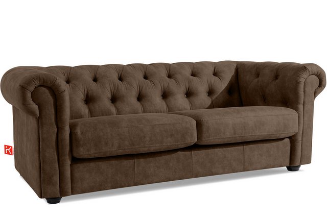 KONSIMO Chesterfield-Sofa GRAVO 3-Sitzer Sofa, edler Knopfheftung, handgefertigte Steppung, elegante Armlehnen, hergestellt in der EU