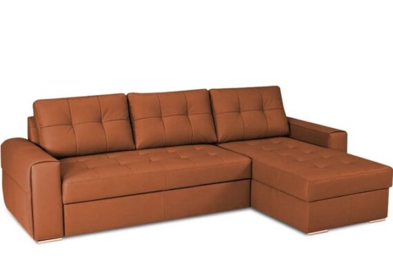 KONSIMO Ecksofa NEVIS Ledersofa 4 Personen, Bett-Funktion, universal, gesteppter Sitz, zeitloses Design