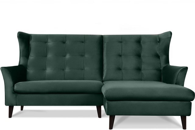 KONSIMO Ecksofa SALIS Ecksofa mit Armlehne, gewellte Feder und Schaumstoff im Sitz,wasserabweisender Oberstoff