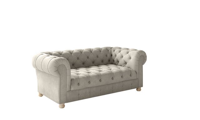 Kaiser Möbel Chesterfield-Sofa Zweisitzer, elegant, klassisch, schick in elegantem Whisper-Stoff, Made in Europe