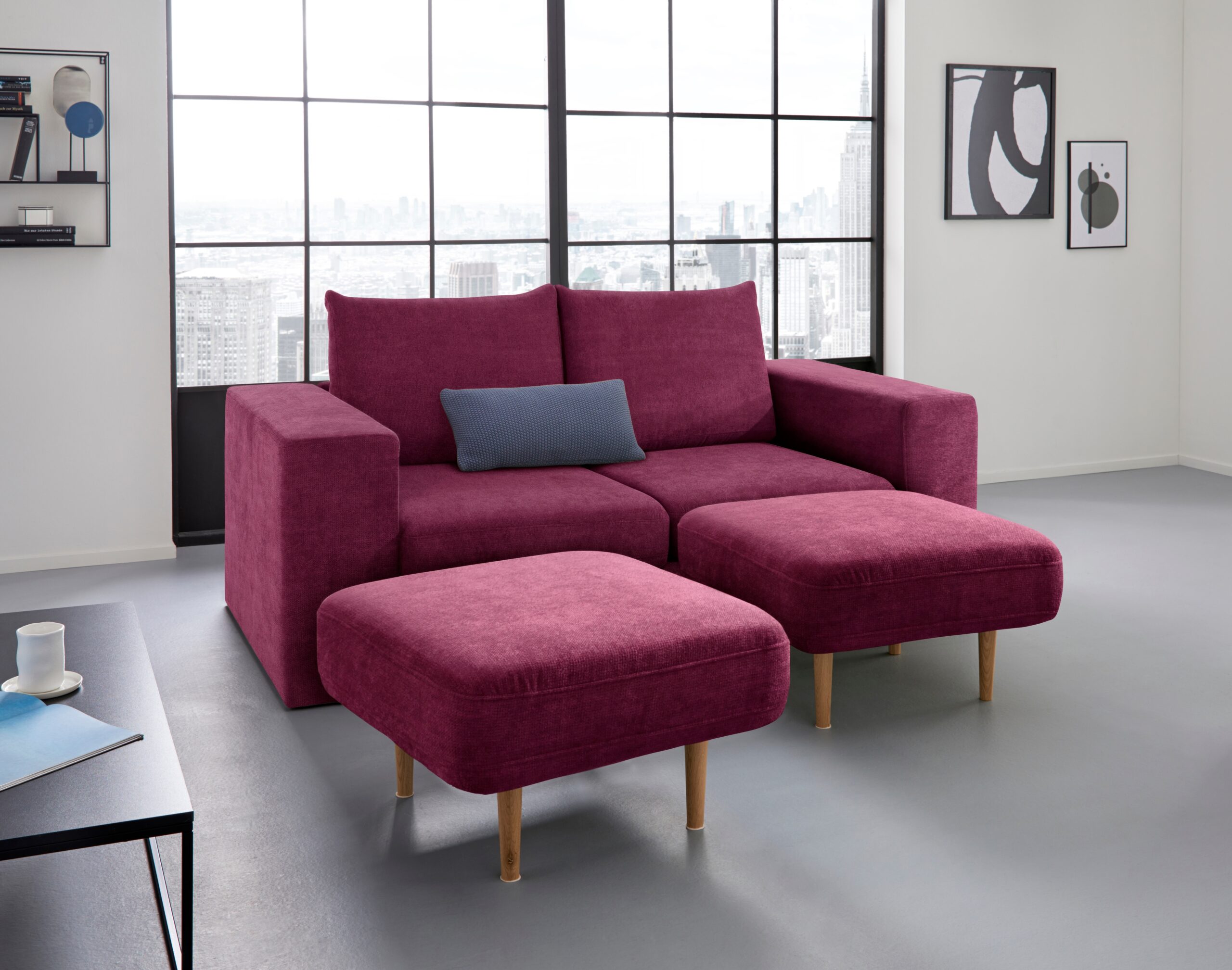 LOOKS by Wolfgang Joop 2,5-Sitzer „Looksv“, Verwandlungssofa: aus Sofa wird Sofa mit 2 Hockern