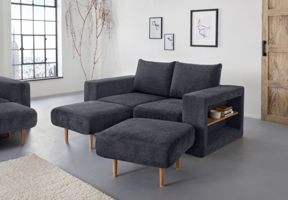 LOOKS by Wolfgang Joop 2,5-Sitzer "Looksvb", Verwandlungssofa: aus Sofa wird Sofa mit 2 Hockern, mit Regalfunktion