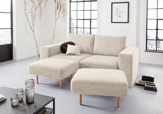 LOOKS by Wolfgang Joop 3-Sitzer "Looksv", Verwandlungssofa: aus Sofa wird Sofa mit 2 Hockern