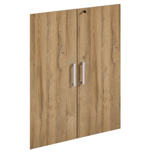 Lomadox Aktenschrank COLUMBUS-10 weiß matt & Alteiche mit Türensatz – 89/112,5/40cm