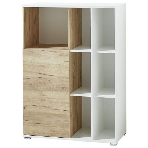 Lomadox Aktenschrank GENT-01 Büro in Navarra Eiche Nb. und weiß BxHxT ca. 85x120x40cm