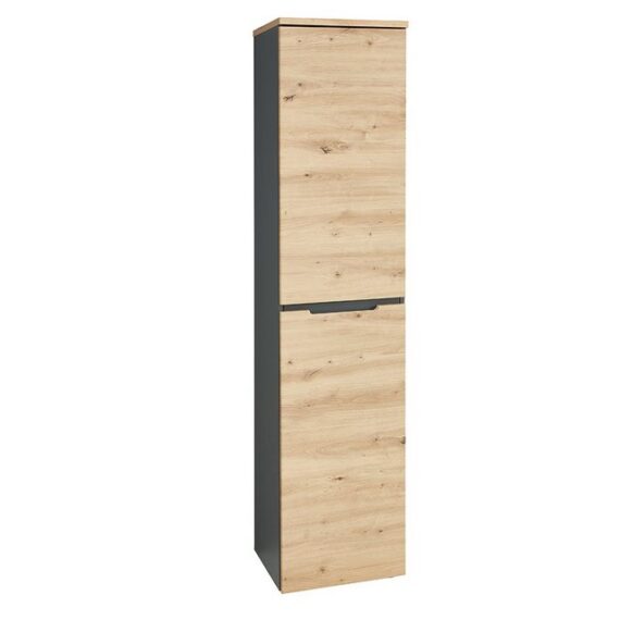 Lomadox Aktenschrank MANRESA-36 1-türig, rechts/links montierbar, graphit mit Eiche, 45cm breit