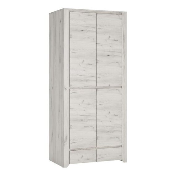 Lomadox Kleiderschrank AMANTEA-129 2-türig, 84cm breit, Craft Eiche weiß