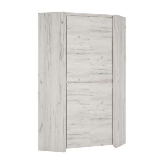 Lomadox Kleiderschrank AMANTEA-129 Eckkleiderschrank, 96x96cm, Craft Eiche weiß