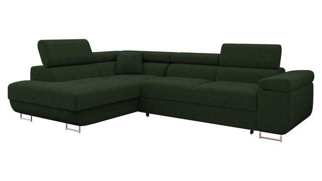 MIRJAN24 Ecksofa Torezio Cord, mit Bettkasten und Schlaffunktion, Einstellbare Kopfstützen, 274x203x70-90 cm