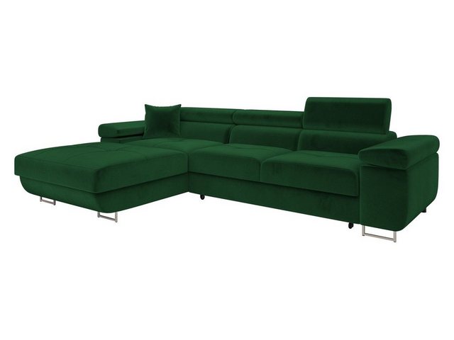 MIRJAN24 Ecksofa Torezio Mini, mit Bettkasten und Schlaffunktion, Einstellbare Kopfstützen, 280x170x70-90 cm