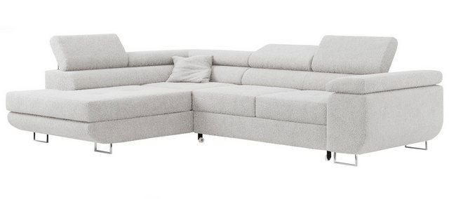 MKS MÖBEL Ecksofa GUSTAW-L, Set, Wellenfedern, T30-Schaum, Bettkasten, Kopfstützen, mit Schlaffunktion und Bettkasten, L-Form, Wohnlandschaft