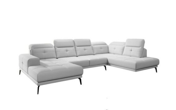 MOEBLO Ecksofa BRETI, Schwarz Metallbeine Eckcouch Wohnlandschaft Sofa mit Ottomane Eckgarnitur Polsterecke, (BxHxT):350x107x180 cm