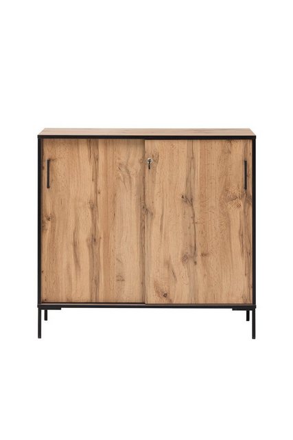 MÖBELPARTNER Aktenschrank Schiebetürenschrank Panda, HxBxT 96x100x41 cm, Eiche