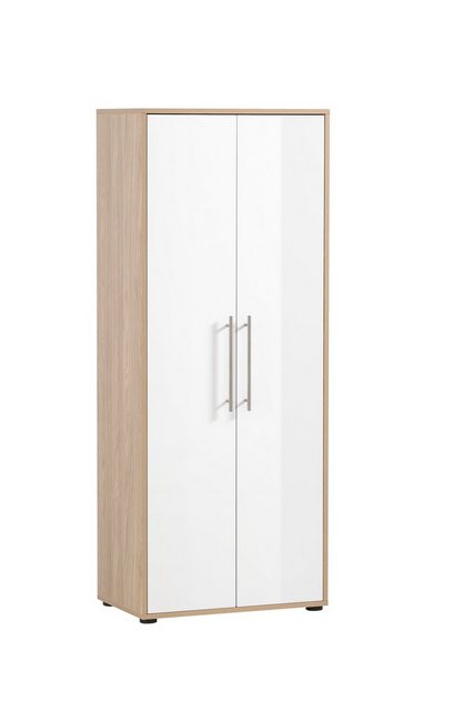 MÖBELPARTNER Aktenschrank Swan, Tall, HxBxT 164x65x41cm, 4 Fächern & 2 Flügeltüren, Eiche/Weiß