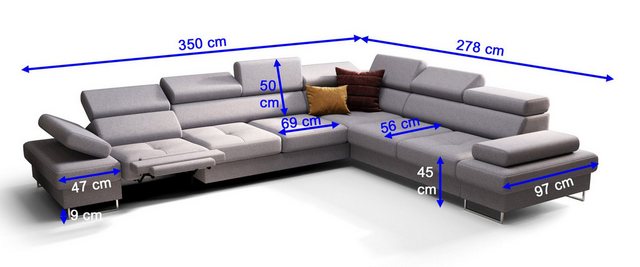 Möbel für Dich Ecksofa Galaxy Max Relax, mit Relaxfunktion, mit Bettkasten, mit Schlaffunktion, mit Farbauswahl