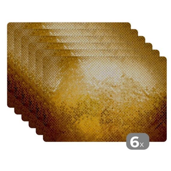 MuchoWow Platzset Gold - Design - Abstrakt, (6-St), Platzset, Platzdecken, Platzmatte, Tischmatten, Schmutzabweisend