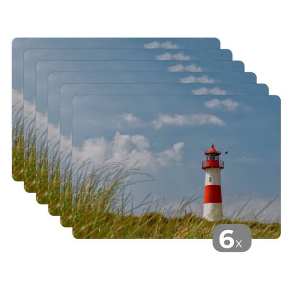 MuchoWow Platzset Meer - Leuchtturm - Deutschland, (6-St), Platzset, Platzdecken, Platzmatte, Tischmatten, Schmutzabweisend