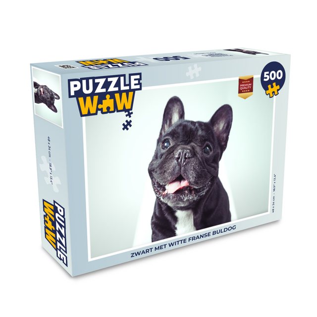 MuchoWow Puzzle Französische Bulldogge – Schwarz – Stuhl, 500 Puzzleteile, Foto-Puzzle, Bilderrätsel, Puzzlespiele, Spielzeug