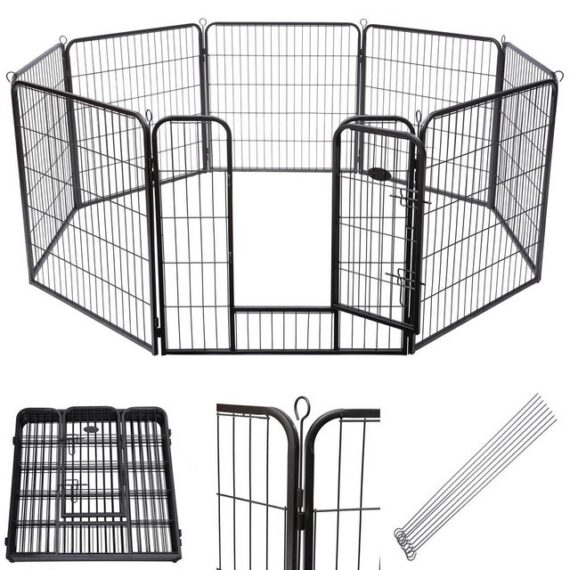 Mucola Freigehege Welpenauslauf 80x60CM Laufgitter 8 Elemente Laufgitter Welpengehege, Erweiterbar