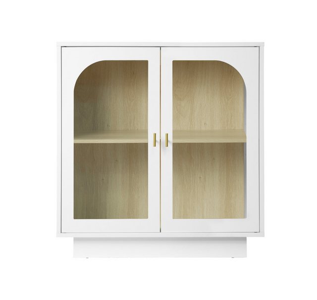 OKWISH Stauraumschrank Kommode Doppeltür-Schrank mit Bogenelementen (Doppeltür-Schrank mit Bogenelementen, Acryloberflächen und wasserabweisender Melaminplatte)