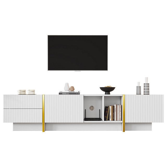 Odikalo TV-Schrank TV-Möbel Aufbewahrungsfunktionen Fernseher 80 Zoll 190*35*45.5cm