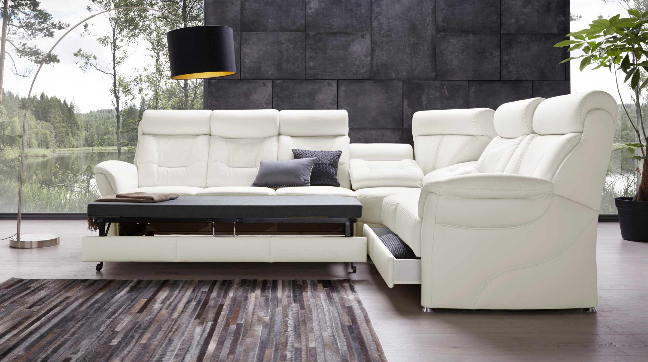 Places of Style Ecksofa „Sardinien L-Form“, mit Kopfteilverstellung, wahlweise mit Bettfunktion