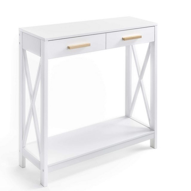 Prosumer’s Choice 2-Sitzer White compact sofa and console table with 2 levels and 2 drawers