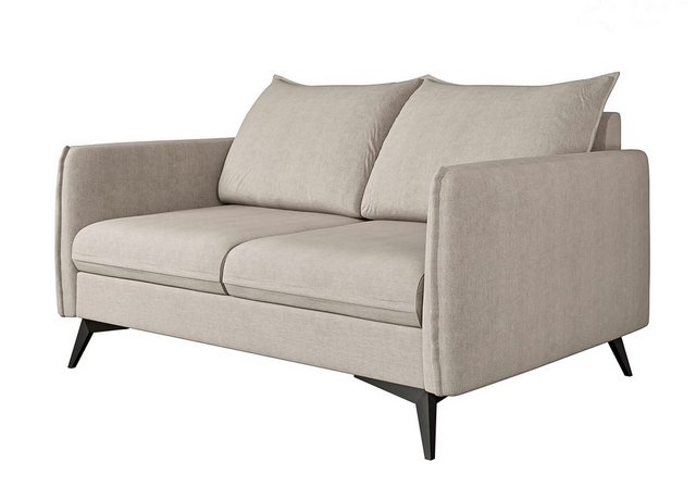 S-Style Möbel 2-Sitzer Sofa Azalea mit Schwarz Metall Füßen aus Luxusmicrofaser, mit Wellenfederung