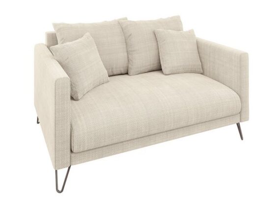 S-Style Möbel 2-Sitzer Sofa Harmony aus Chenille-Stoff mit Hohen Schwarzen Metallfüßen, mit Wellenfederung