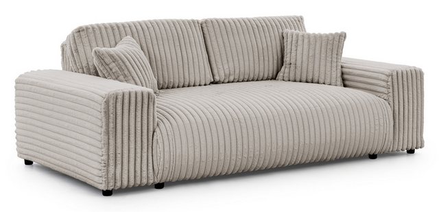 S-Style Möbel 3-Sitzer Sofa 3 Sitzer Mollis aus Plüschcord mit schöner Sitzkomfort, mit Wellenfederung