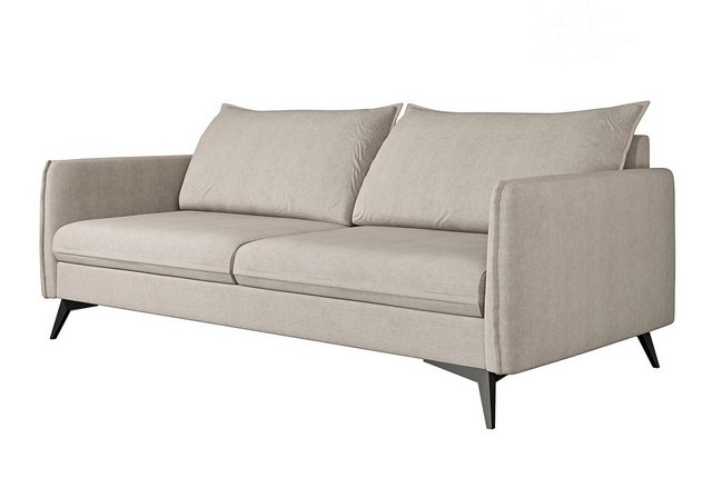 S-Style Möbel 3-Sitzer Sofa Azalea mit Schwarz Metall Füßen aus Luxusmicrofaser, mit Wellenfederung