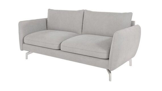 S-Style Möbel 3-Sitzer Sofa Benita mit Silber Metall Füßen, mit Wellenfederung