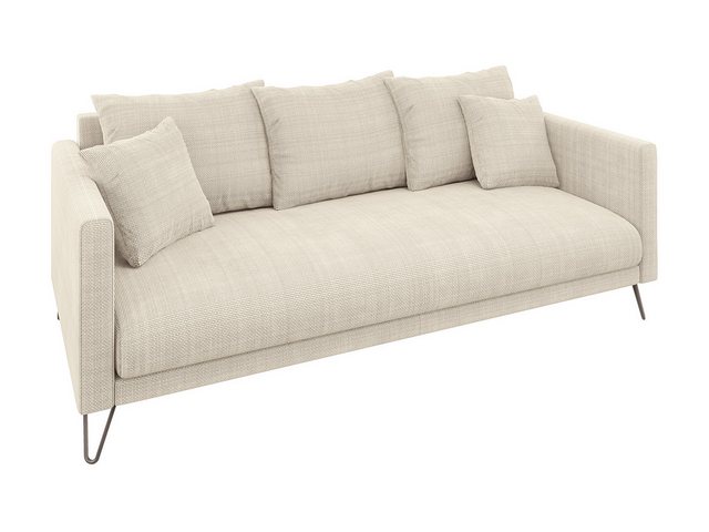 S-Style Möbel 3-Sitzer Sofa Harmony aus Chenille-Stoff mit Hohen Schwarzen Metallfüßen, mit Wellenfederung