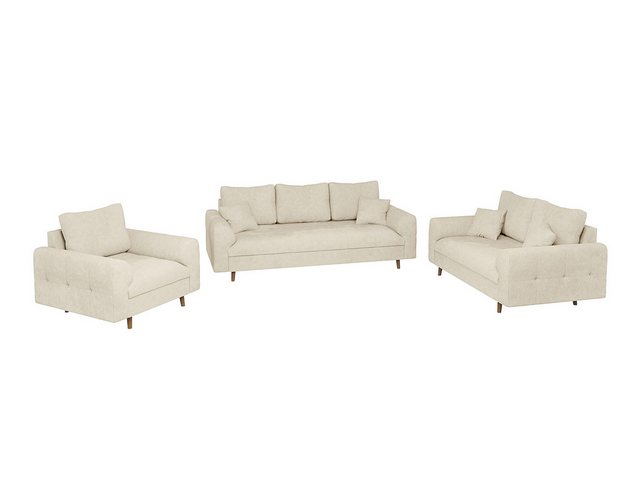 S-Style Möbel Polstergarnitur 3+2+1 Kristian mit Braun Holzfüßen aus Chenille-Stoff, (1x 3-Sitzer-Sofa, 1x 2-Sitzer-Sofa, 1x Sessel), mit Wellenfederung