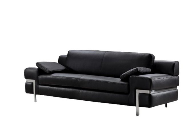 Salottini 3-Sitzer Verkürzte Lieferzeit 3er Sofa Bormio XL 3-Sitzer Leder Couch, Edelstahl