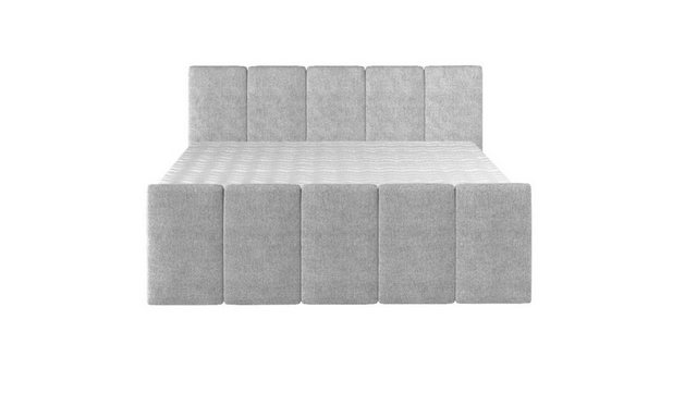 Sofa Dreams Boxspringbett Boxspringbett Gustavo mit Bettkasten, Webstoff grau, 180 x 200 cm, mit zwei Bettkästen, zwei Matratzen, Topper