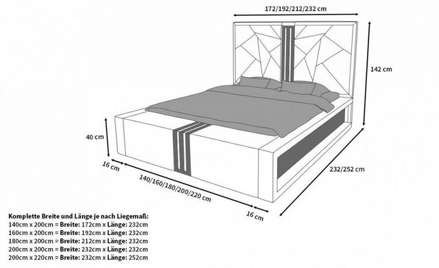 Sofa Dreams Boxspringbett Imperia Bett Kunstleder Premium Komplettbett LED 200x220, inkl. Topper