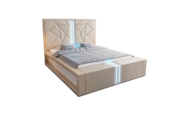 Sofa Dreams Boxspringbett Imperia Bett Kunstleder Premium Komplettbett mit LED Beleuchtung