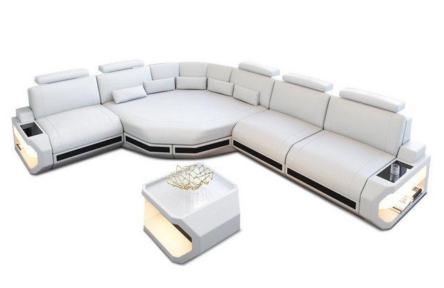 Sofa Dreams Ecksofa Asti, Couch, L Form Ledersofa mit LED, Designersofa