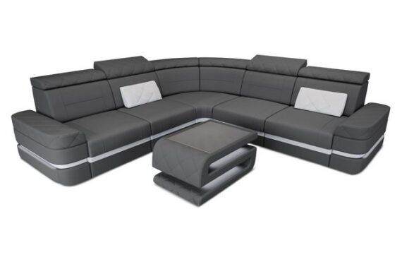 Sofa Dreams Ecksofa Polster Stoffsofa Couch Stoff Positano L Form Polstersofa, mit LED, Stauraum, USB-Anschluss, Designersofa