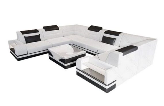 Sofa Dreams Wohnlandschaft Leder Designer Sofa Trivento U Form Ledersofa, Couch wahlweise mit Bettfunktion