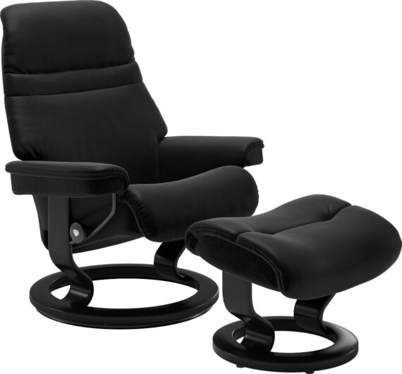 Stressless Relaxsessel "Sunrise", (Set, Relaxsessel mit Hocker), mit Classic Base, Größe M, Gestell Schwarz