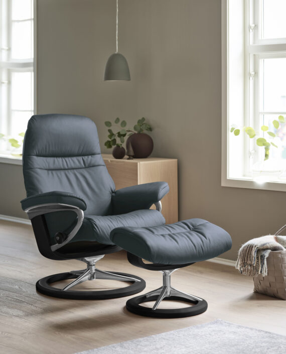 Stressless Relaxsessel "Sunrise", (Set, Relaxsessel mit Hocker), mit Signature Base, Größe M, Gestell Schwarz