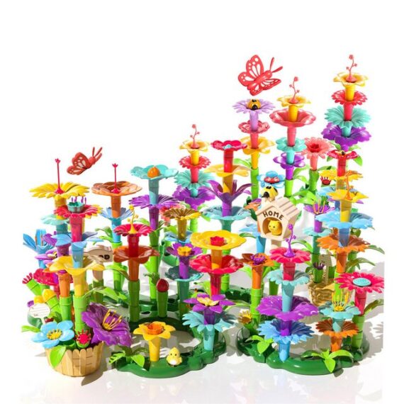 TEMI 91/138/224 PCS Blumen Garten Gebäude Spielzeug Spielbausteine, (Set, 138 St., Blumen Spielbausteine mit Aufbewahrungsbox), Blumen Bauspielzeug, Lernspielzeug für Mädchen Jungen ab 3 Jahren