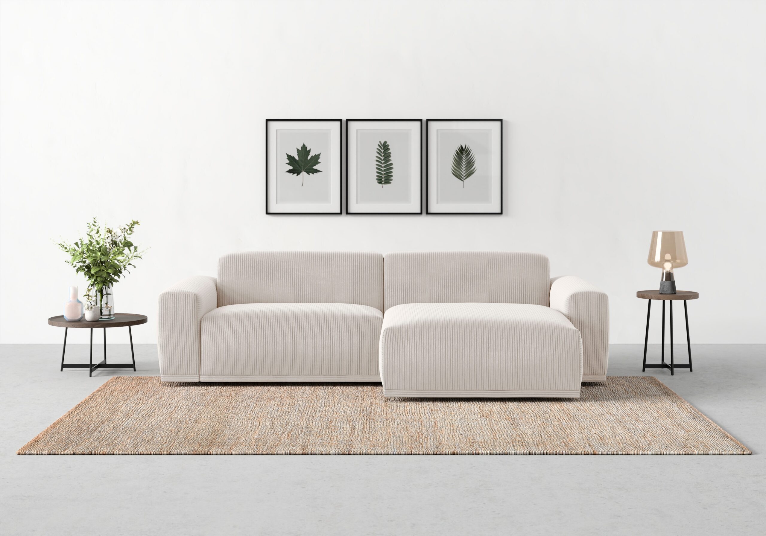 TRENDMANUFAKTUR Ecksofa "Braga, mit hochwertigem Kaltschaum, L-Form, in Cord erhältlich", (2 St.), modernes Sofa, Couch mit hohem Sitzkomfort, 255/72/160 cm (B/H/T)