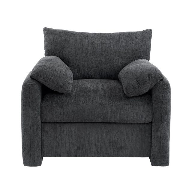 Tongtong Sofa Einzelsofa, Freizeitstuhl, übergroßer Sessel, Bis 150 kg belastbar, geeignet für Wohnzimmer und Schlafzimmer, Modernes Design, Chenille-Stoff, Grau