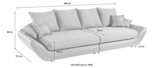 Trends by HG Big-Sofa Moon, frei im Raum stellbar