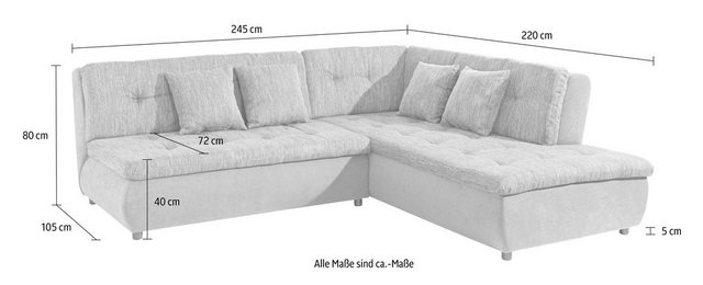 Trends by HG Ecksofa Pool L-Form, wahlweise mit Bettfunktion, frei im Raum stellbar