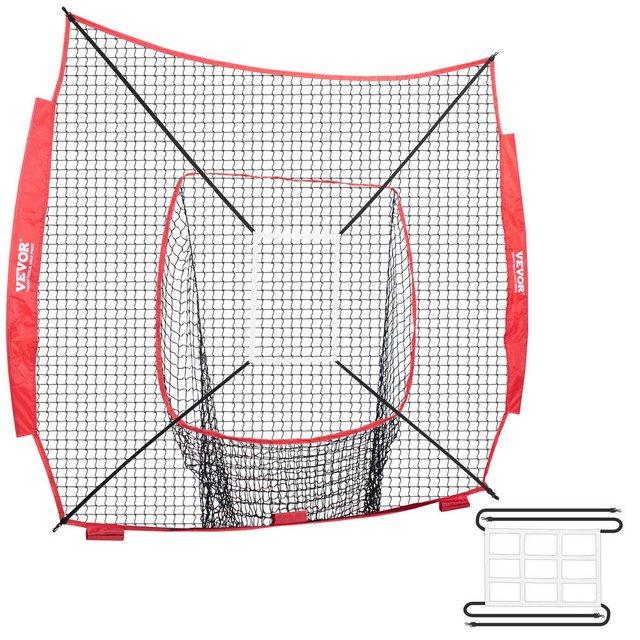 VEVOR Volleyballnetz 2134 x 2134 mm Pitching Net Pitching Target Baseball & Softball 9 Loch