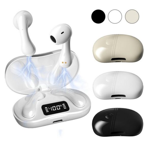 VSIUO In-Ear-Kopfhörer True Wireless Bluetooth-Kopfhörer (Siri, Google Assistent, Bluetooth, Freisprechfunktion, Noise-Cancelling, mit LED Anzeige)